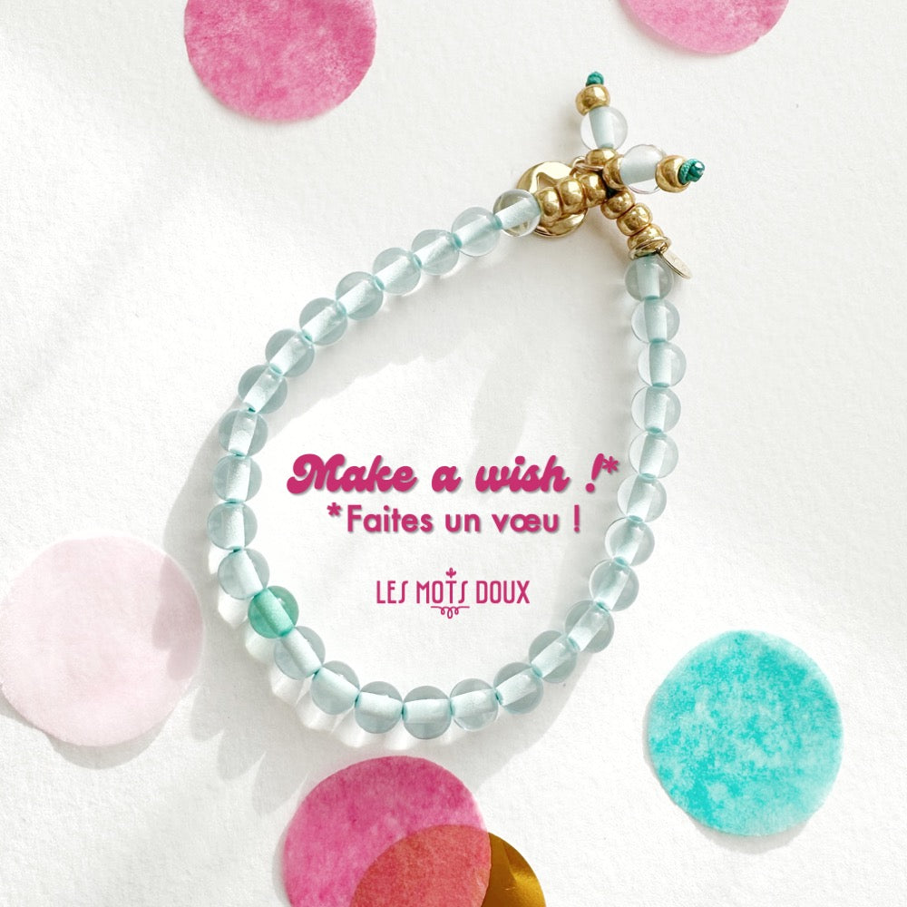 Bracelet "Make a wish" bleu ciel