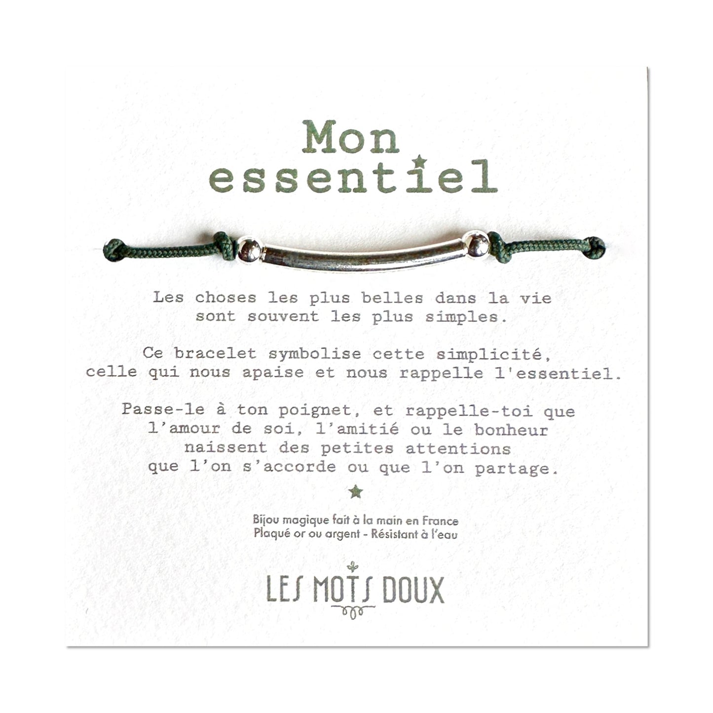 Bracelet "Mon essentiel" XL cordon kaki