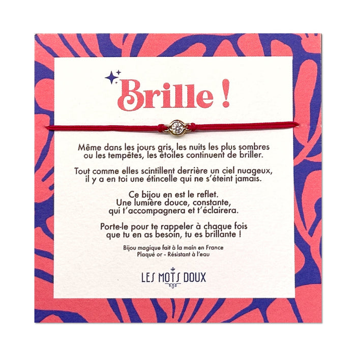 Bracelet - Brille - cordon fucshia