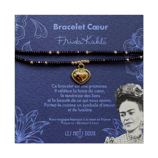 Bracelet Frida Kahlo - Coeur - prune