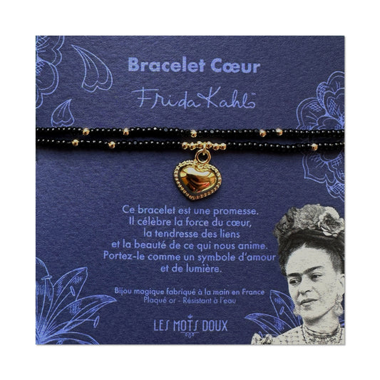 Bracelet Frida Kahlo - Coeur - noir