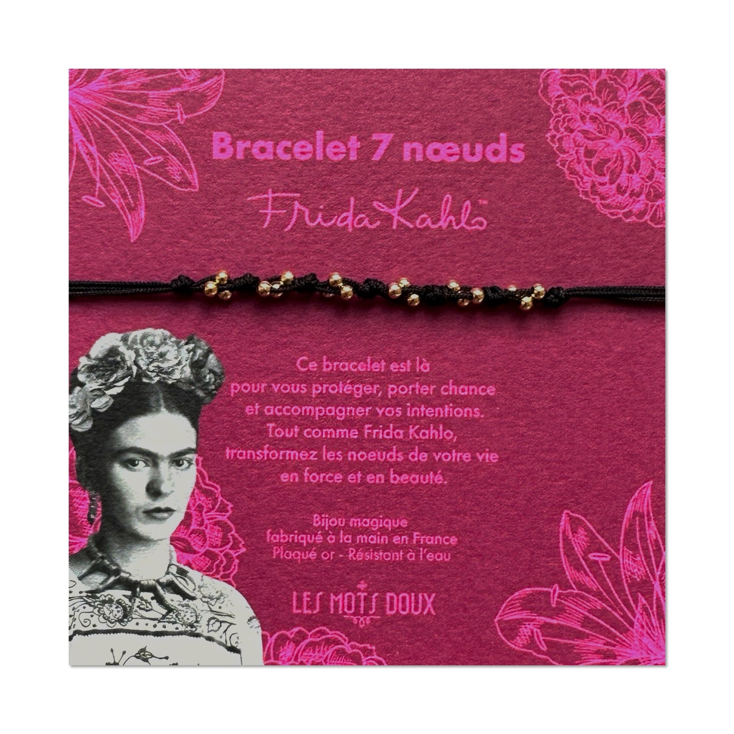 Bracelet 7 noeuds Frida Kahlo noir