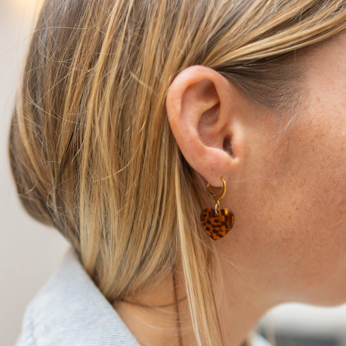 Boucles d'oreilles Coeurs Acétate - écailles de tortue