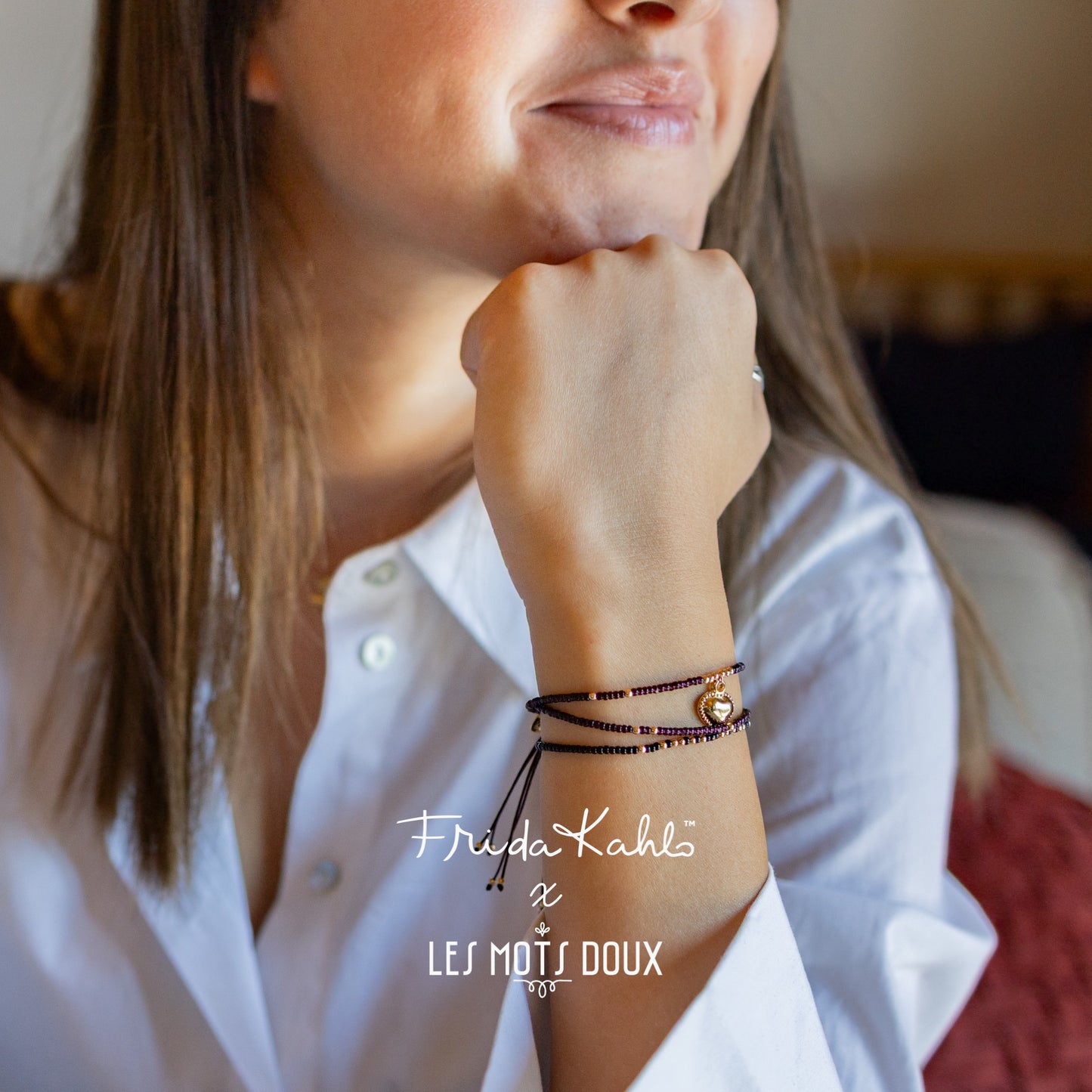 Bracelet Frida Kahlo - Coeur - noir