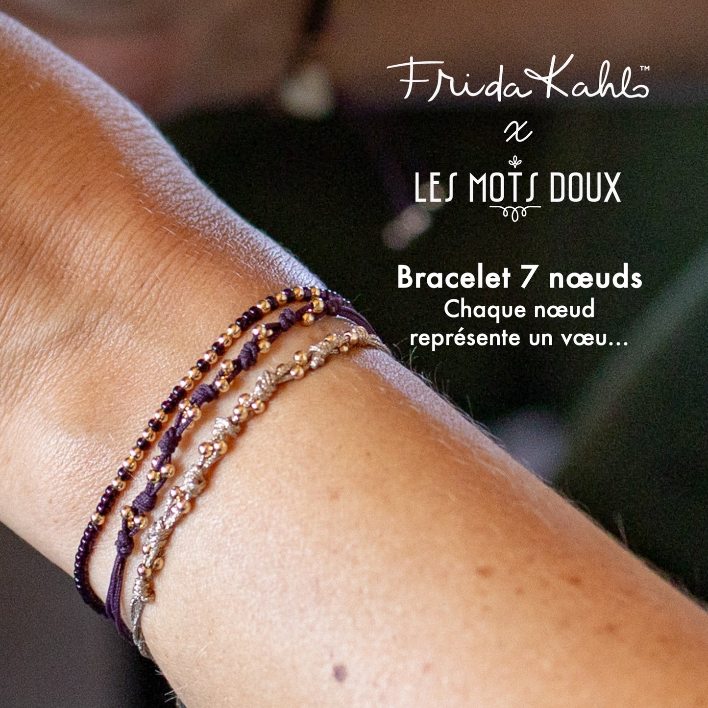 Bracelet 7 noeuds Frida Kahlo doré