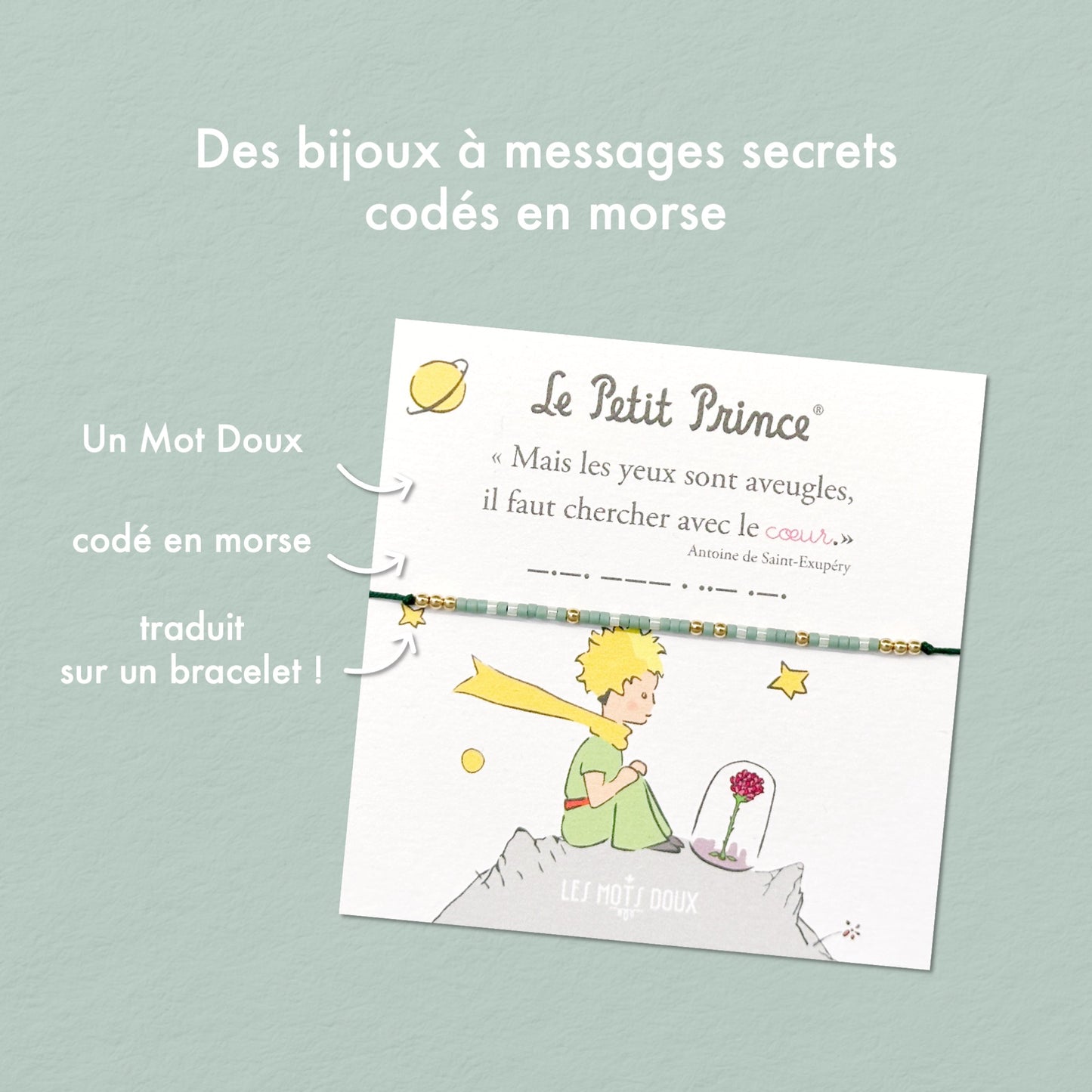 Bracelet Code Morse Le Petit Prince : Cœur