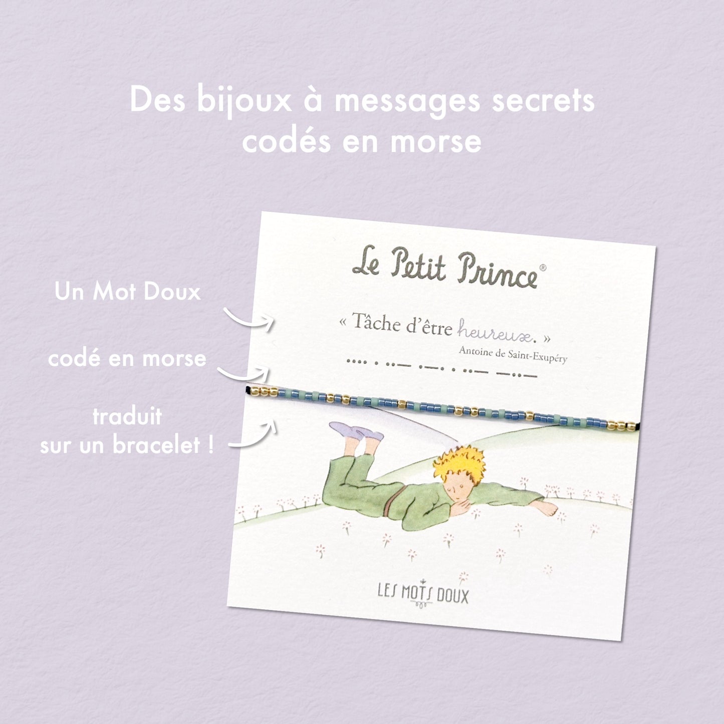 Bracelet Code Morse Le Petit Prince : Heureux