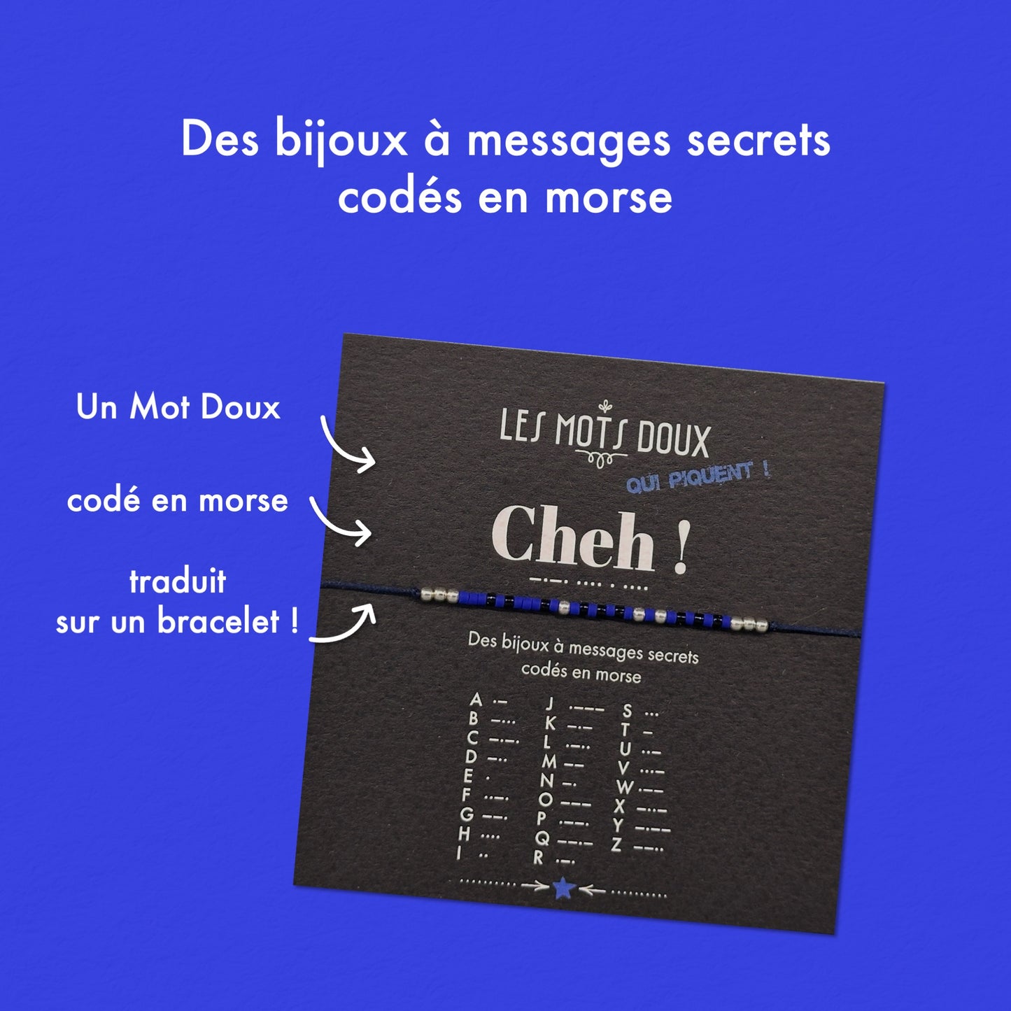 Bracelet code morse "Cheh"