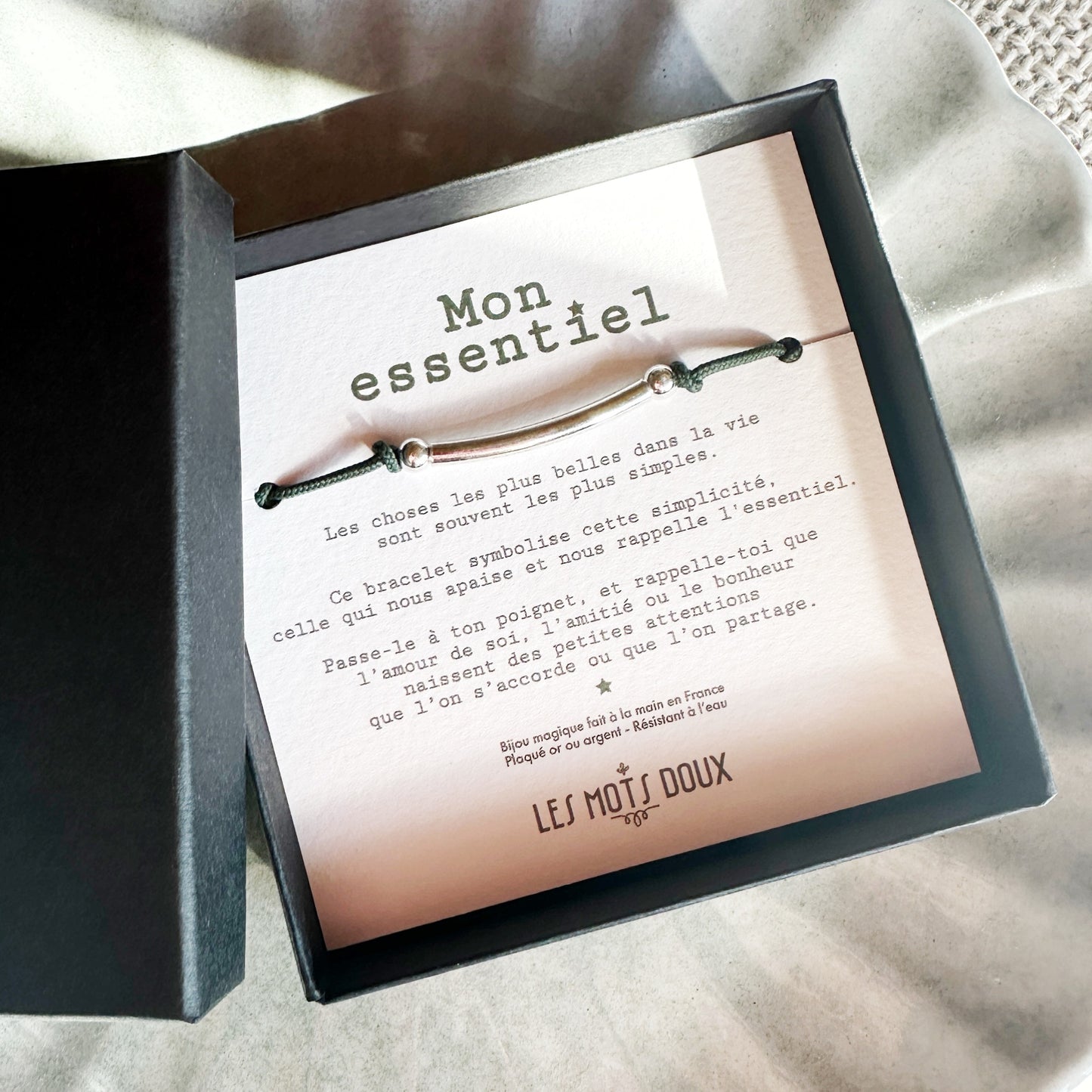 Bracelet "Mon essentiel" XL cordon kaki
