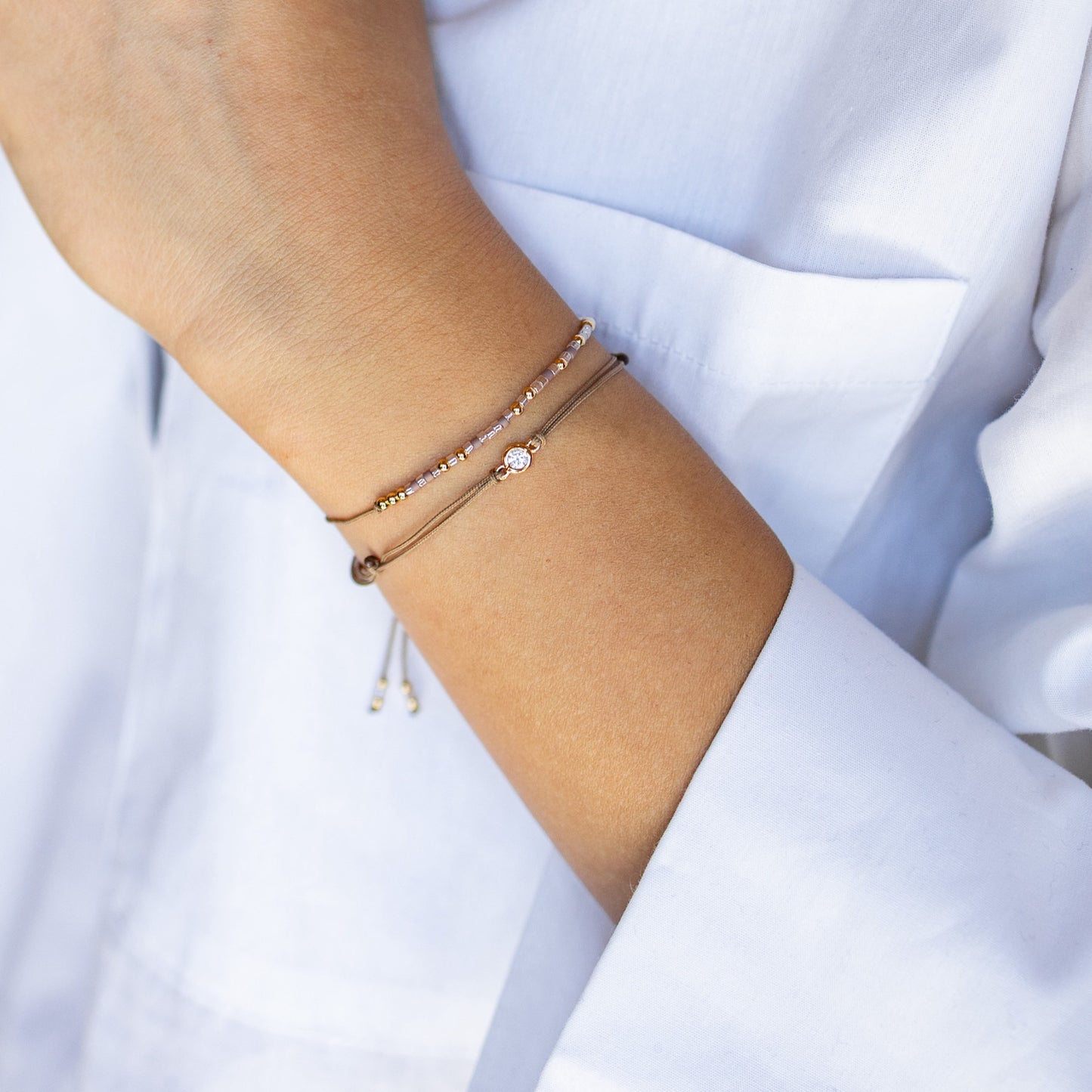 Bracelet "Brille" cordon gris