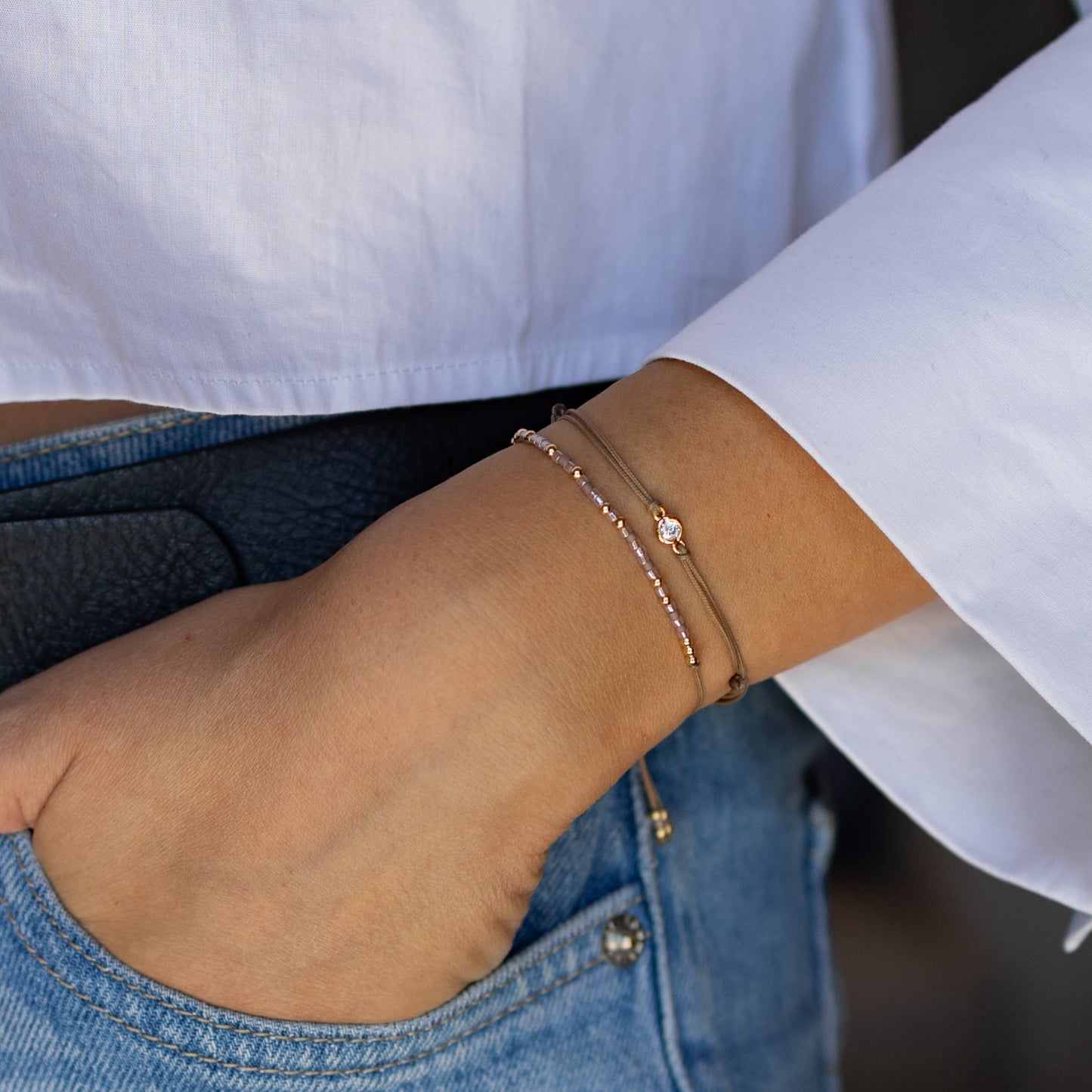 Bracelet "Brille" cordon prune