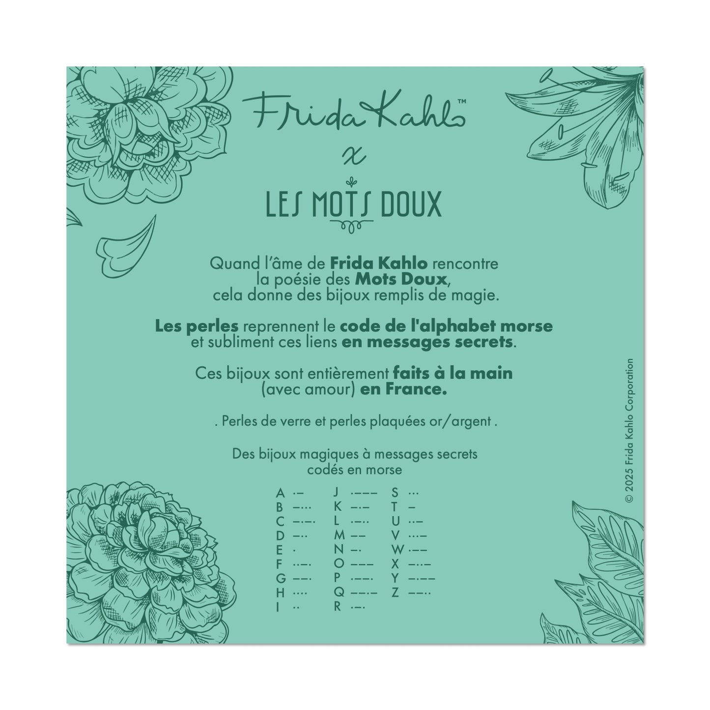 Bracelet code morse Frida Kahlo - Viva la vida - prune