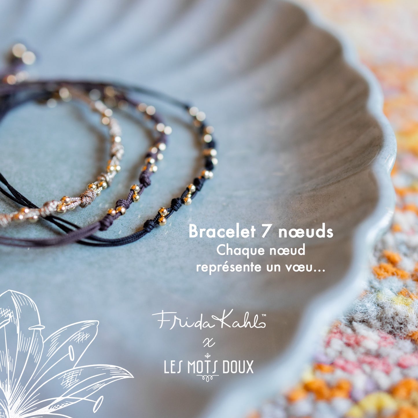 Bracelet 7 noeuds Frida Kahlo doré
