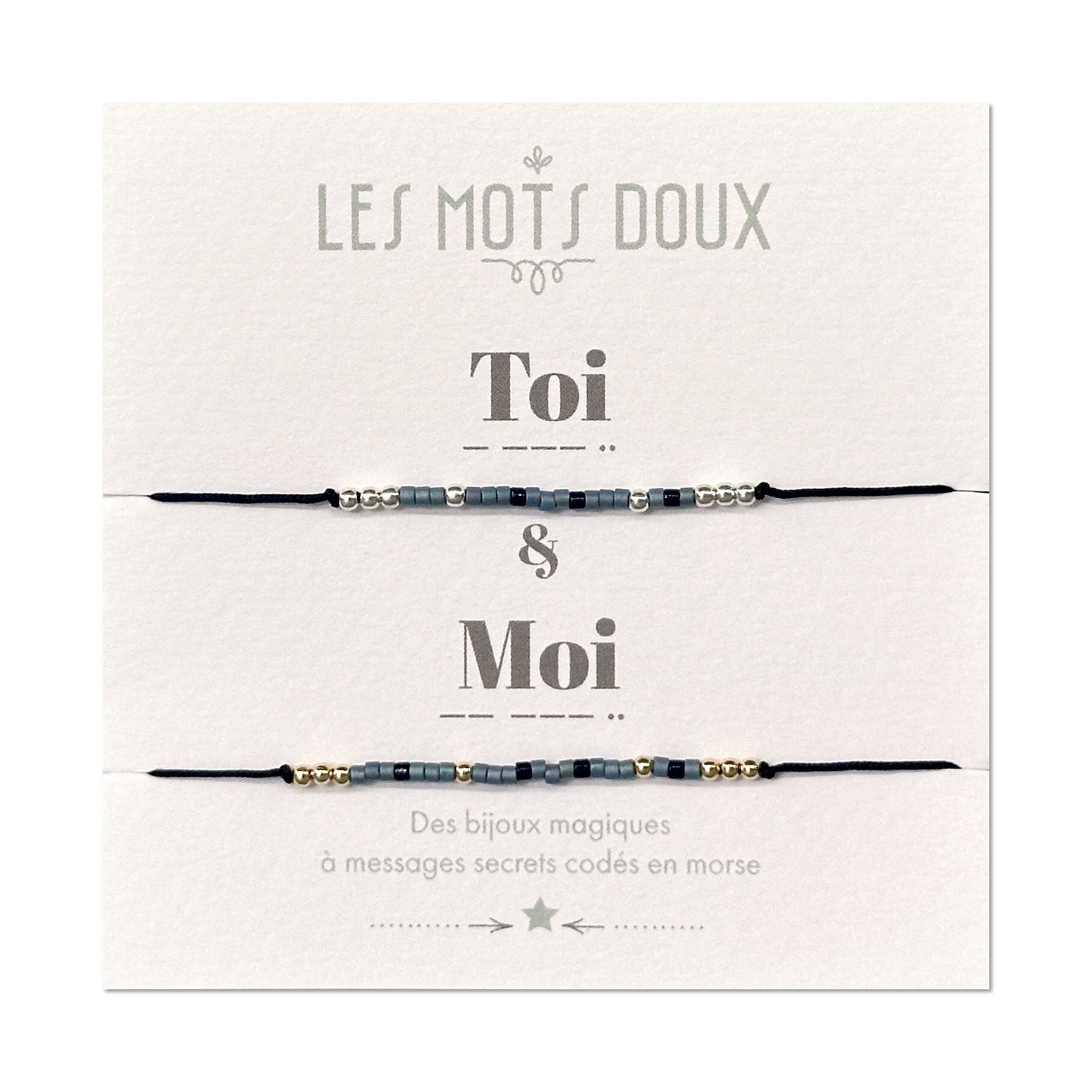 Duo de Bracelets code Morse : Toi et Moi