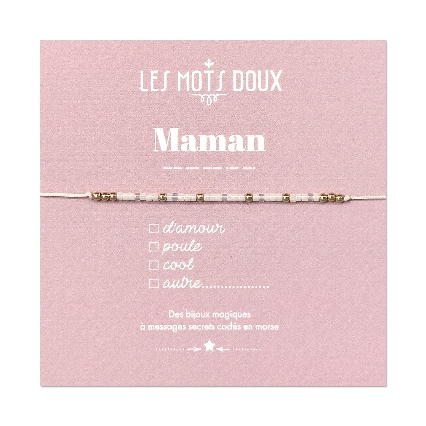 Bracelet Code Morse : Maman (Blanc)