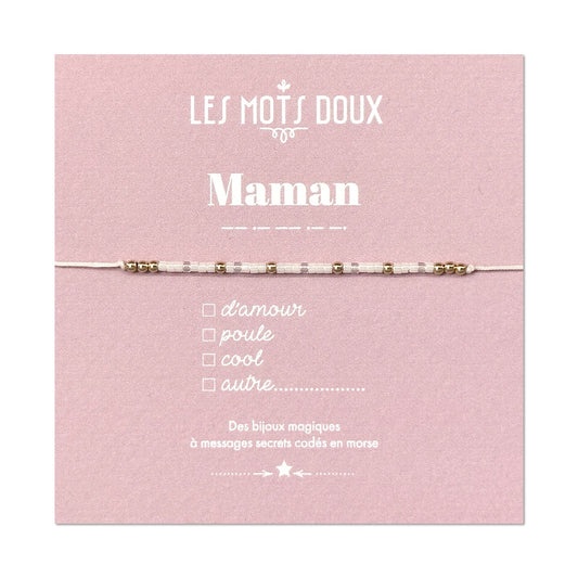 Bracelet Code Morse : Maman (Blanc)