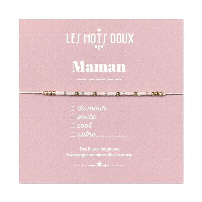 Bracelet Code Morse : Maman (Blanc)