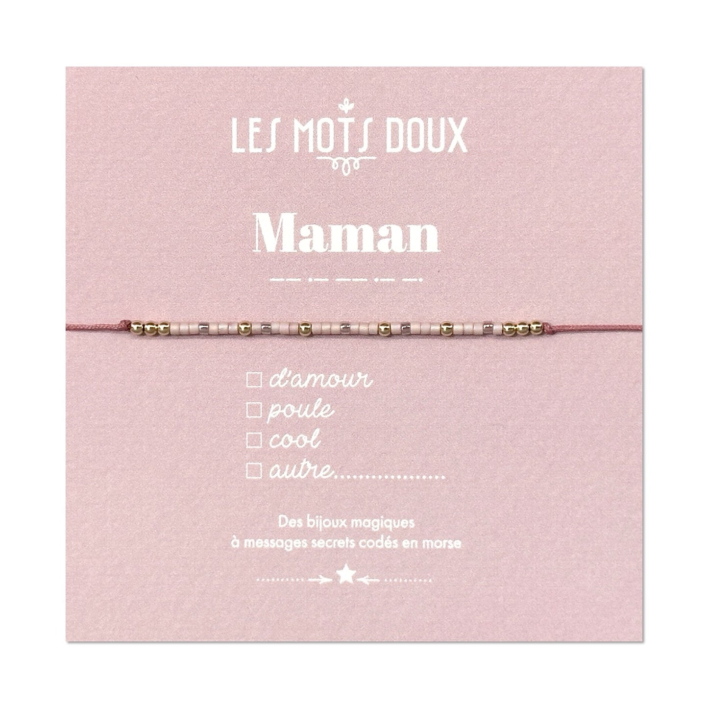 Bracelet Code Morse : Maman (Rose)