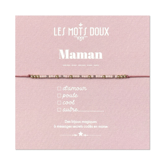 Bracelet Code Morse : Maman (Rose)