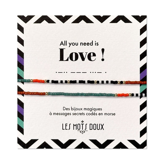 Bracelet code morse winter mix "All you. need is Love"