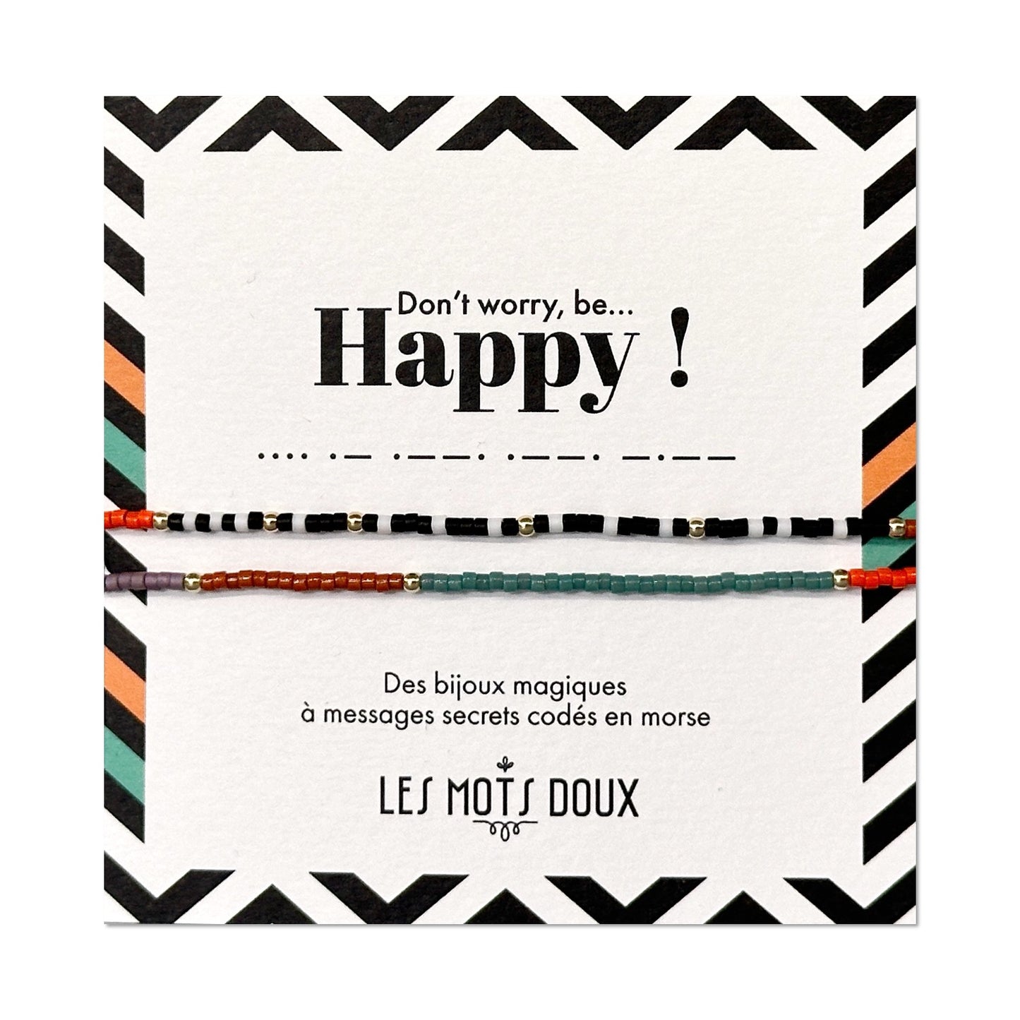 Bracelet code morse winter mix "Don't worry, be Happy"