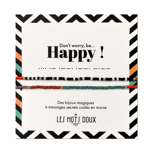 Bracelet code morse winter mix "Don't worry, be Happy"