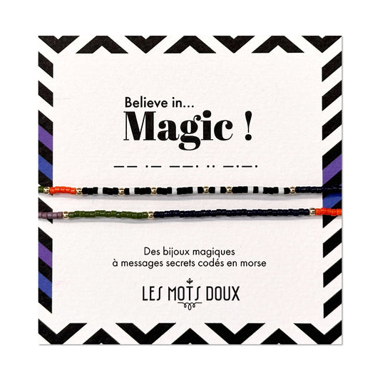 Bracelet code morse winter mix "Believe in Magic"