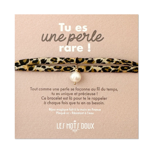 Bracelet Léopard "Tu es une perle rare"