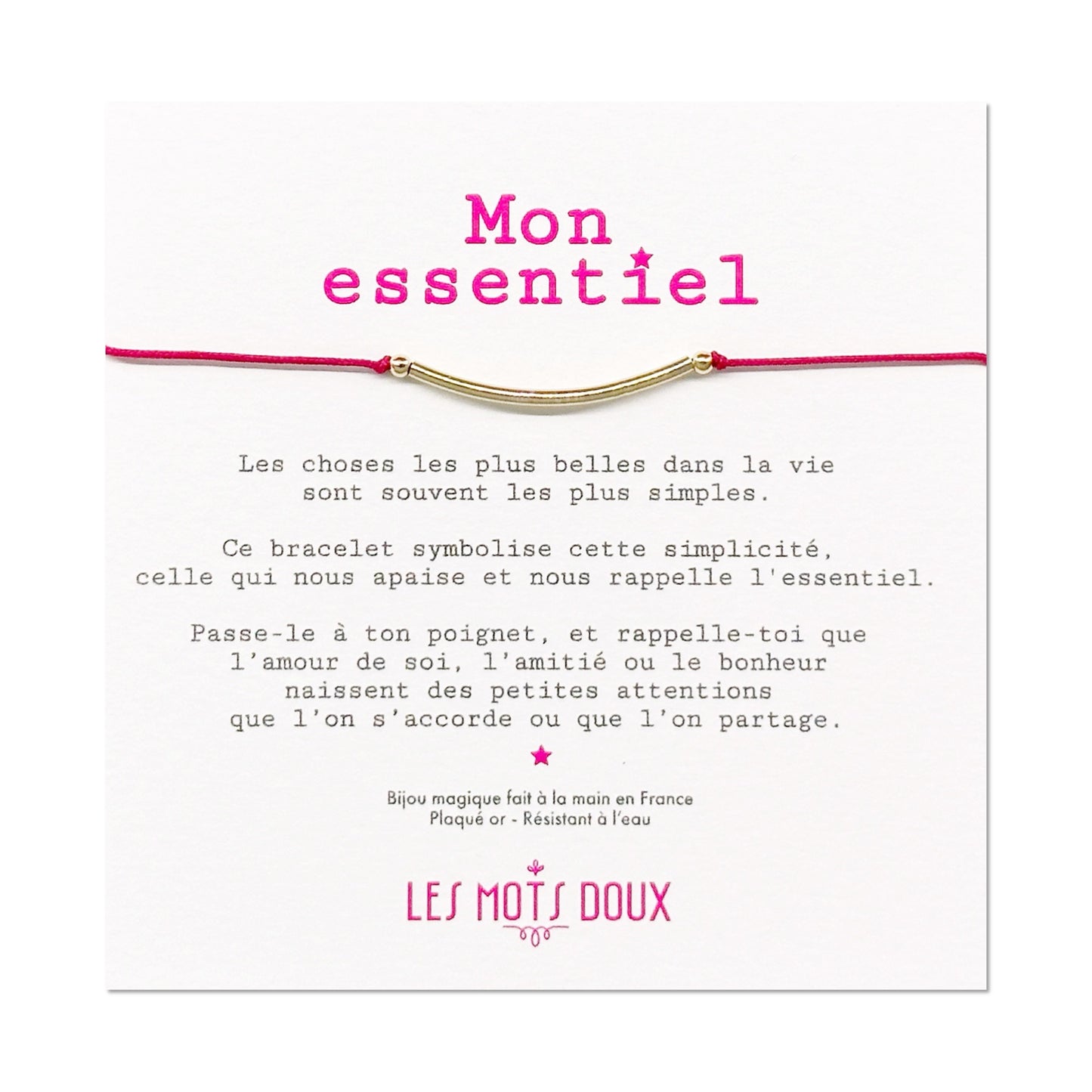 Bracelet "Mon essentiel" cordon Fuschia