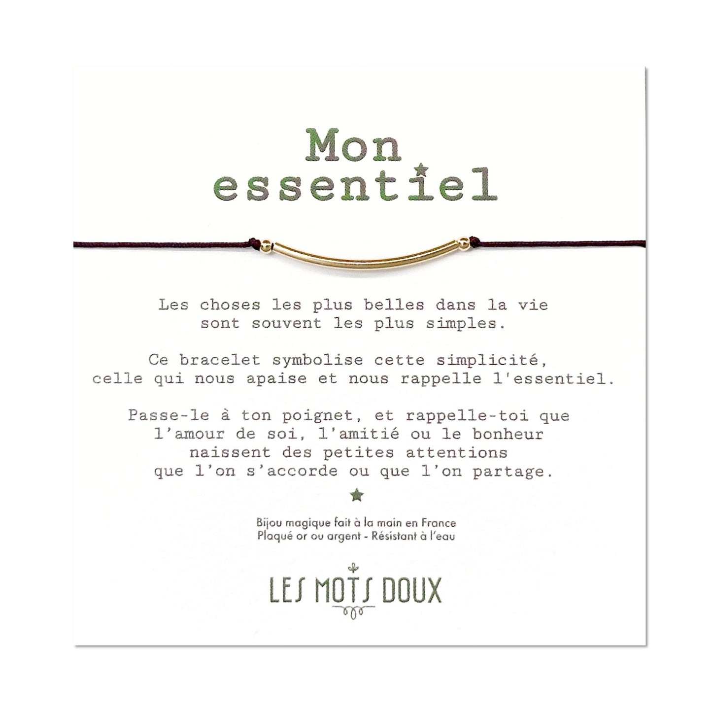 Bracelet "Mon essentiel" cordon prune