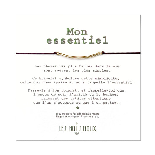 Bracelet "Mon essentiel" cordon prune