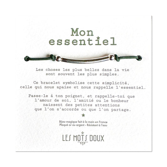 Bracelet "Mon essentiel" XL cordon kaki