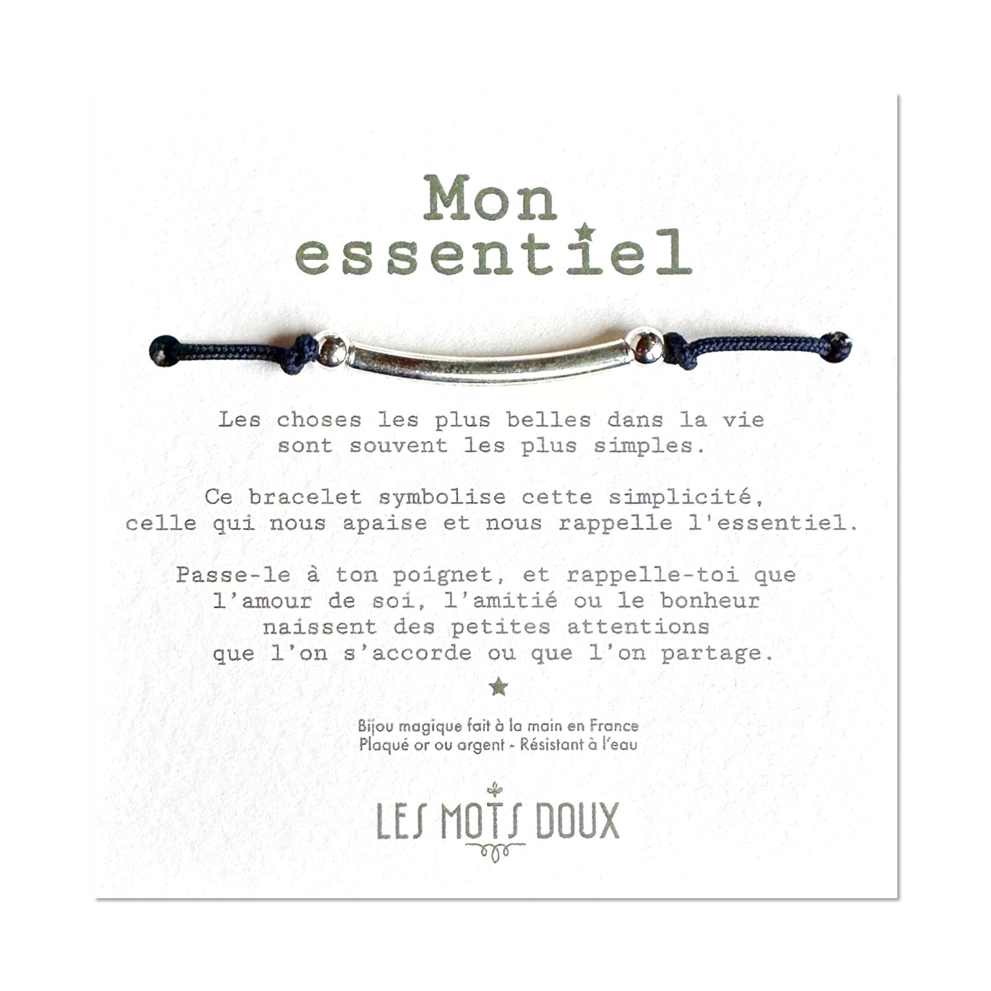 Bracelet "Mon essentiel" XL cordon marine