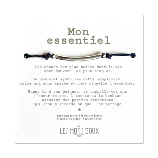 Bracelet "Mon essentiel" XL cordon marine