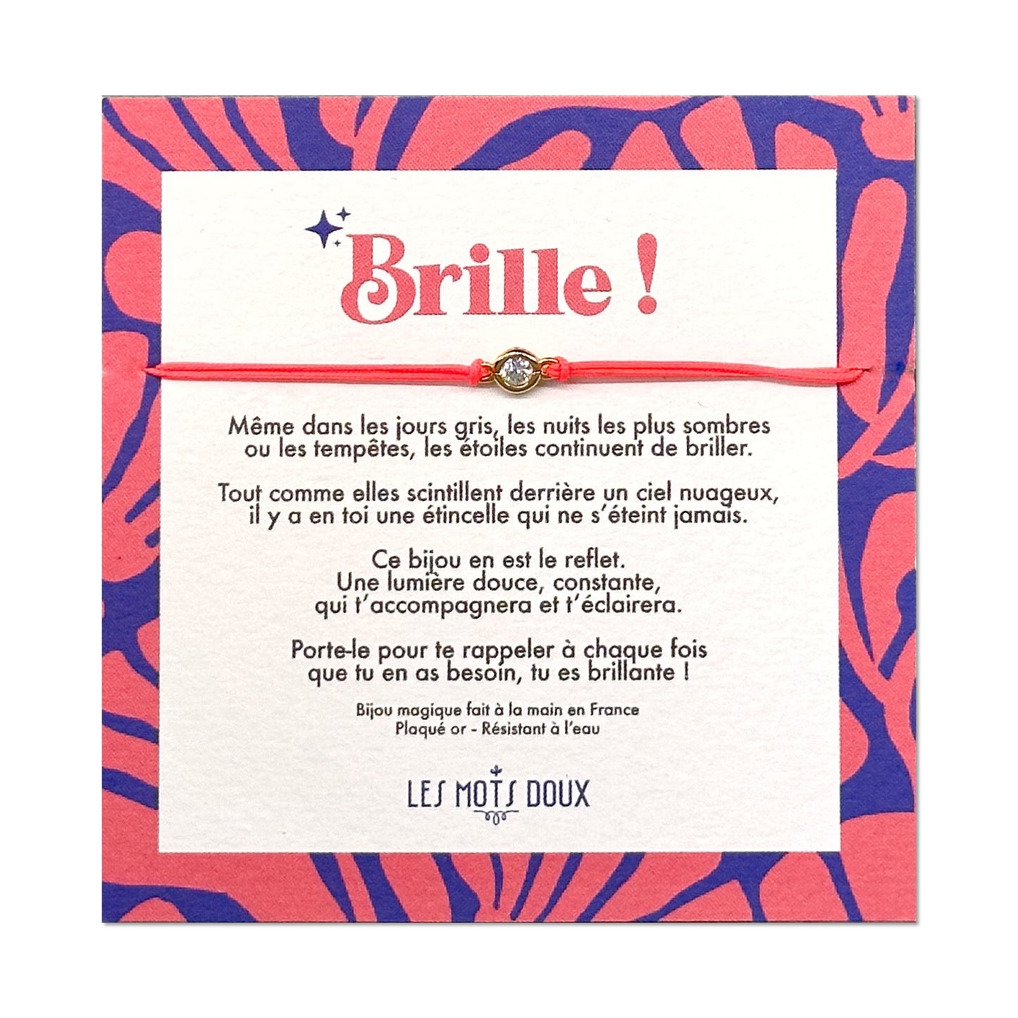 Bracelet - Brille - cordon rose fluo