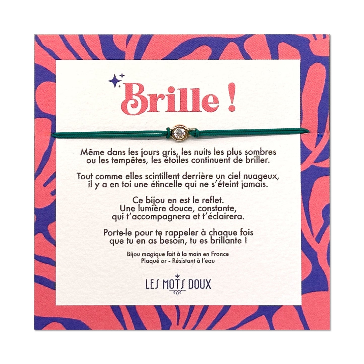 Bracelet - Brille - cordon émeraude