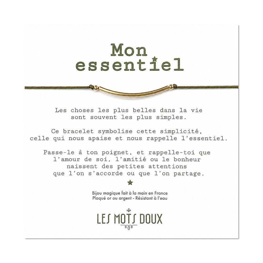 Bracelet "Mon essentiel" cordon kaki