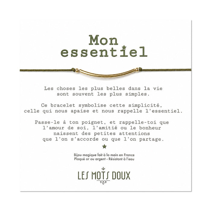 Bracelet "Mon essentiel" cordon kaki