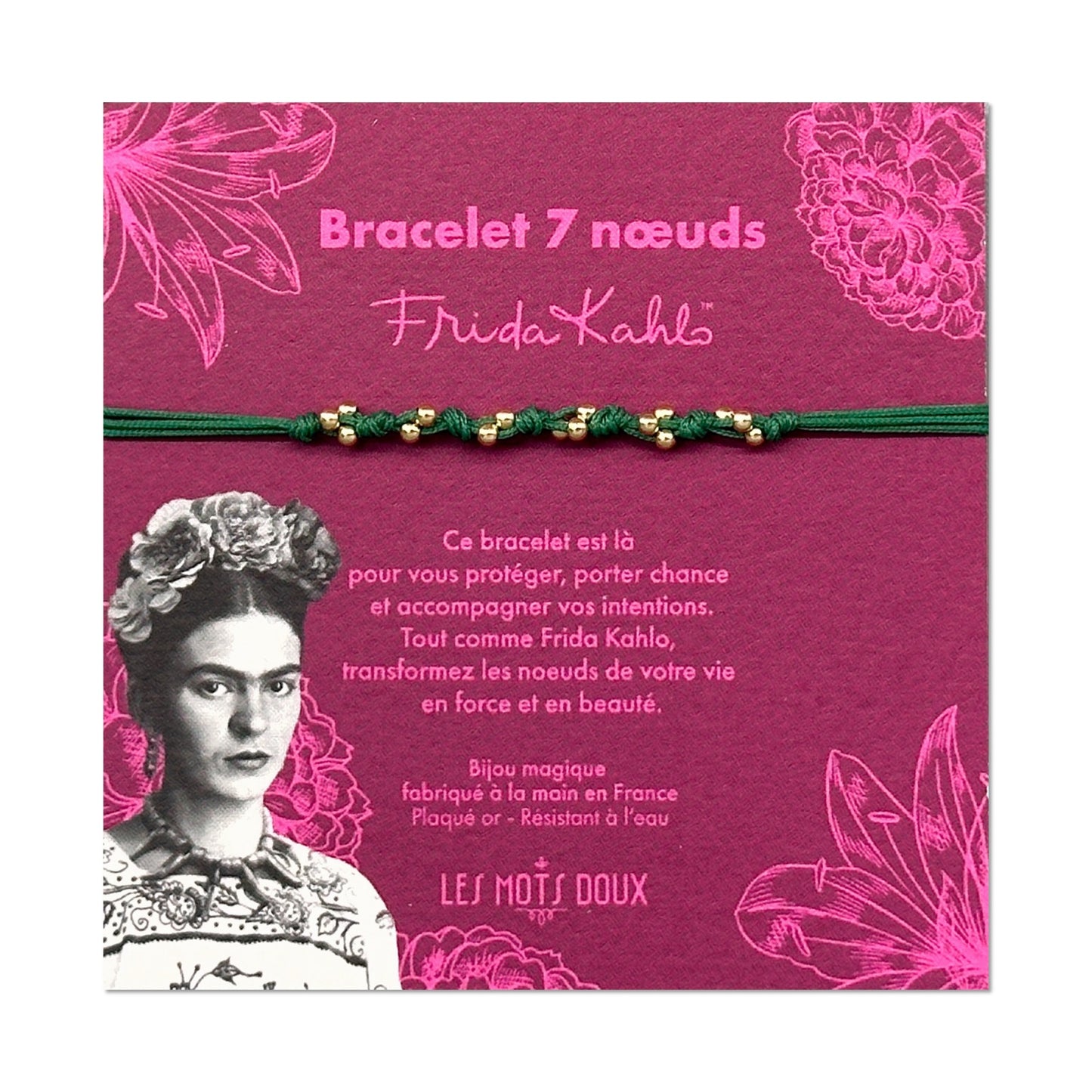 Bracelet 7 noeuds Frida Kahlo - vert