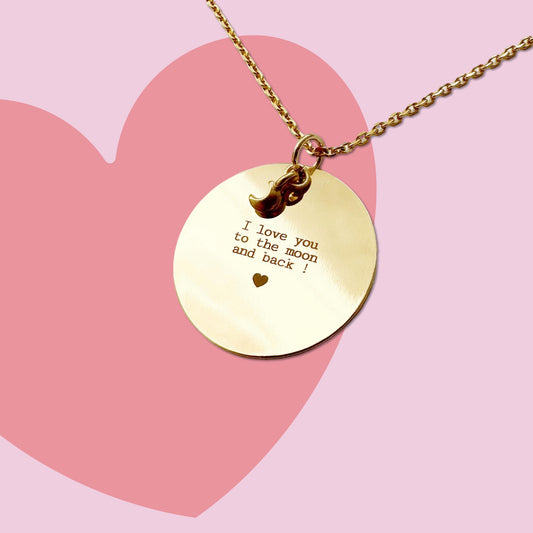 Sautoir Médaille "I Love you to the moon and back !"