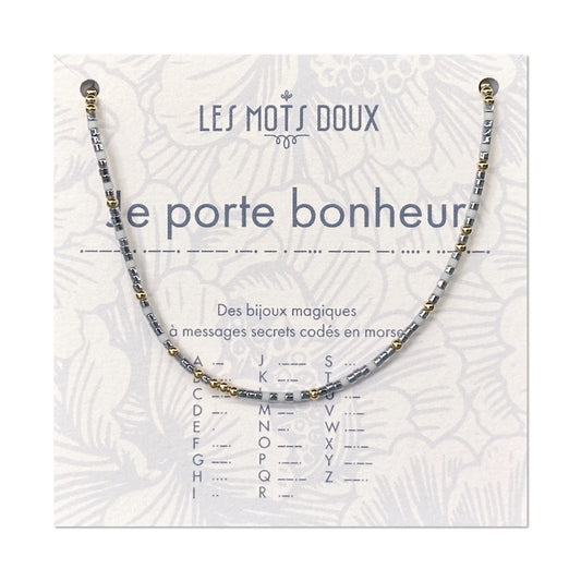 Collier Code Morse "Je porte bonheur"