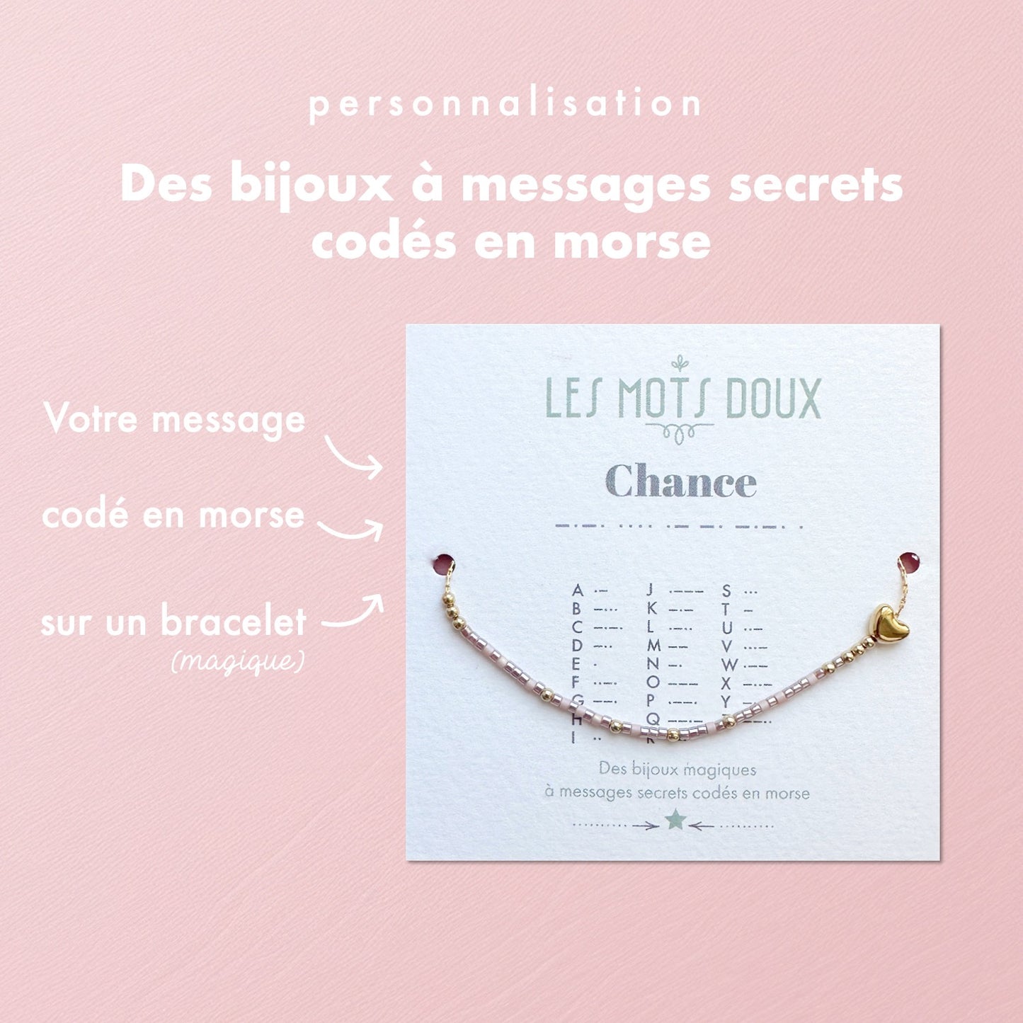 Bracelet code morse personnalisé plaqué or