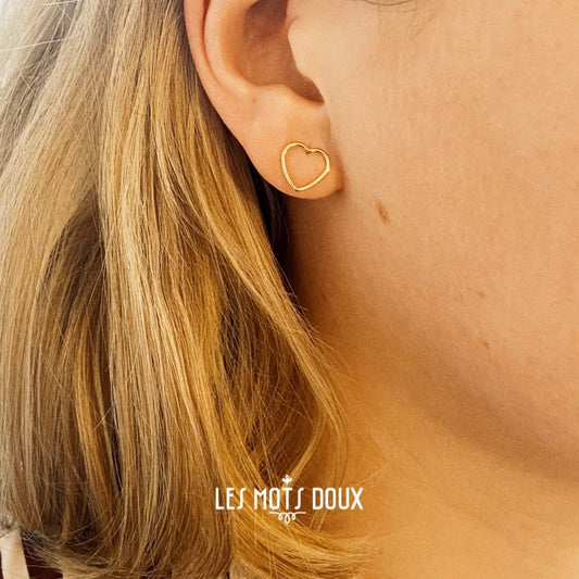 Clous d'oreilles "Je t'aime de tout mon coeur"