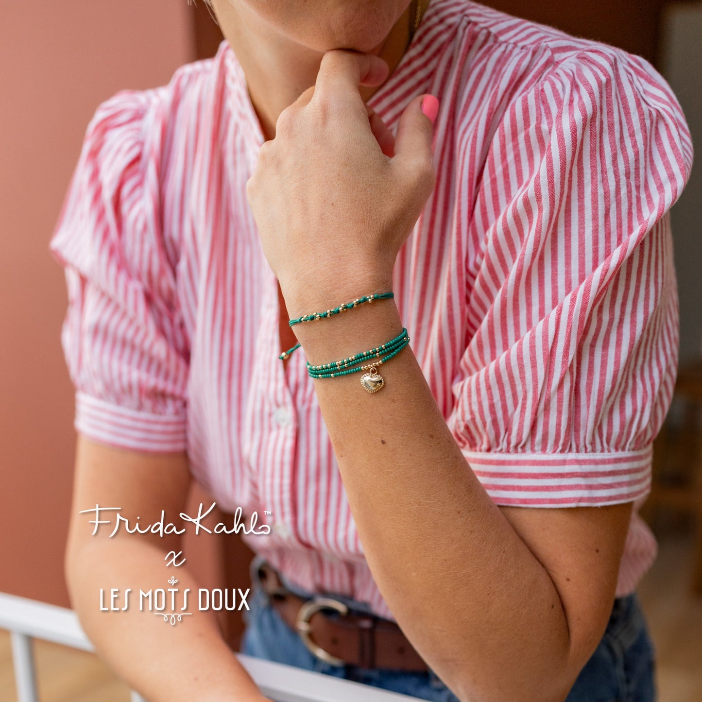 Bracelet Frida Kahlo - Coeur - vert