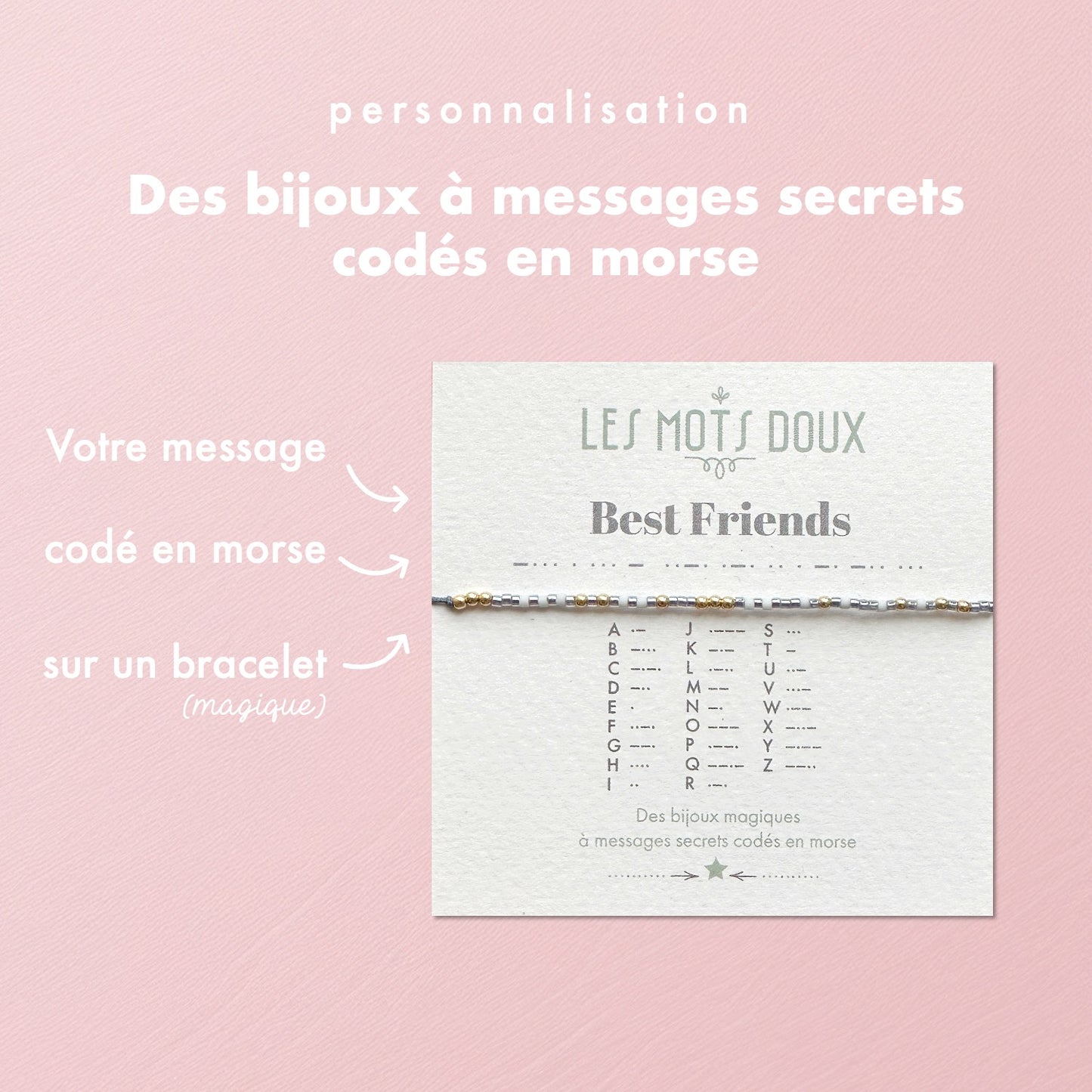 Bracelet code morse personnalisé cordon