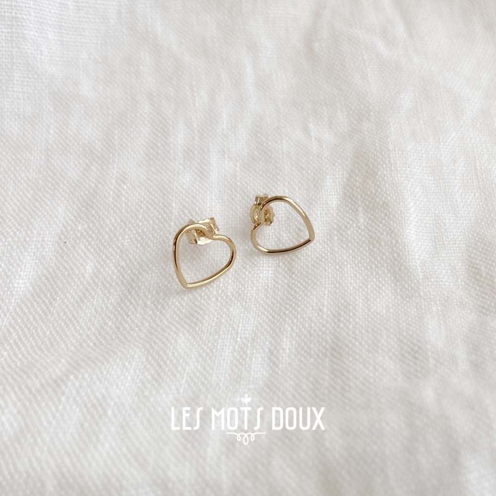 Clous d'oreilles "Je t'aime de tout mon coeur"