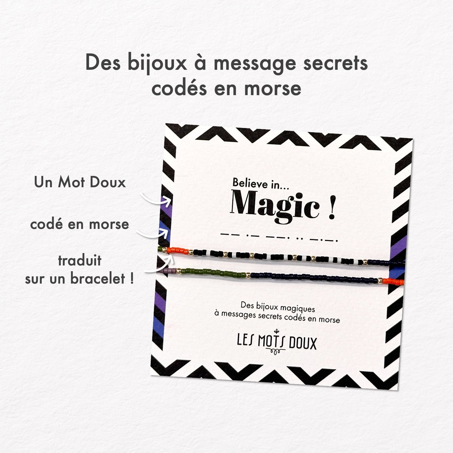 Bracelet code morse winter mix "Believe in Magic"