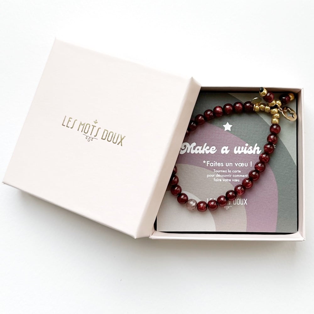 Bracelet "Make a wish" : bordeaux