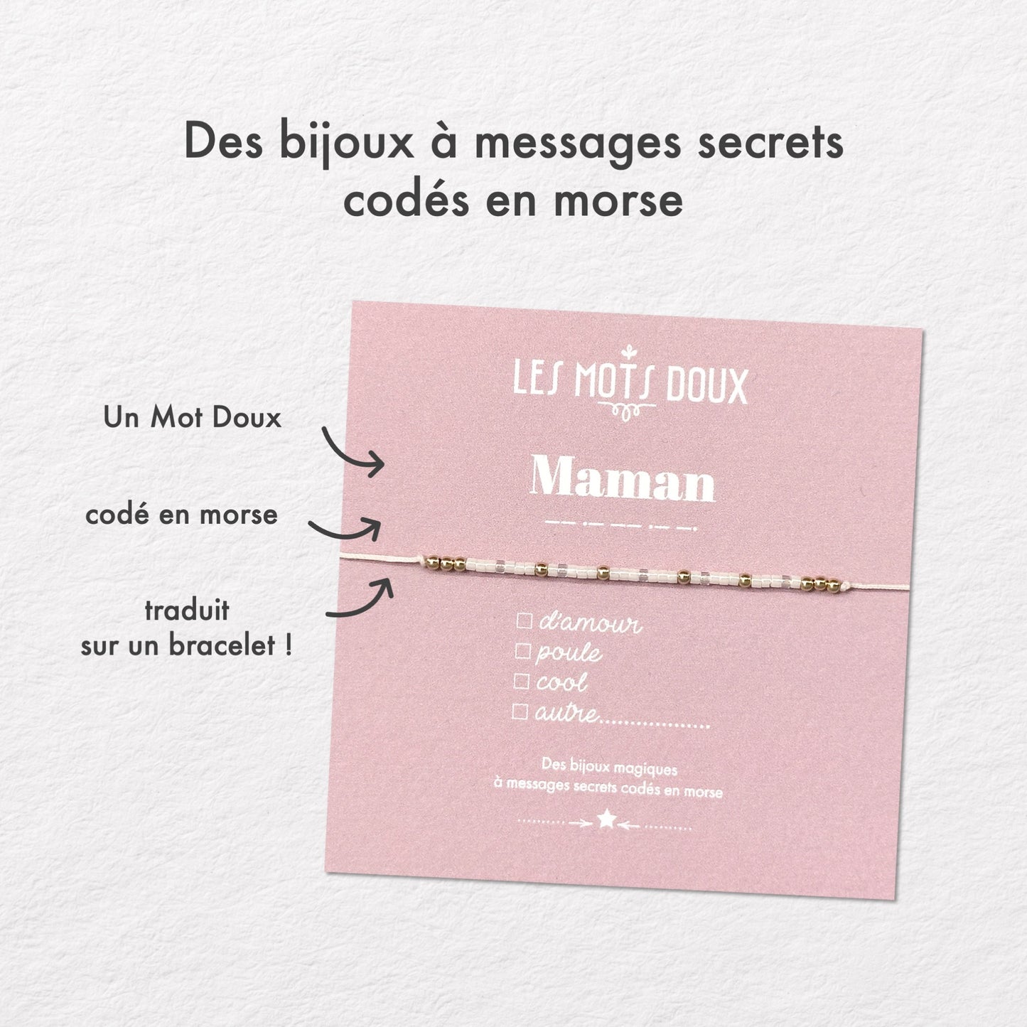 Bracelet Code Morse : Maman (Blanc)