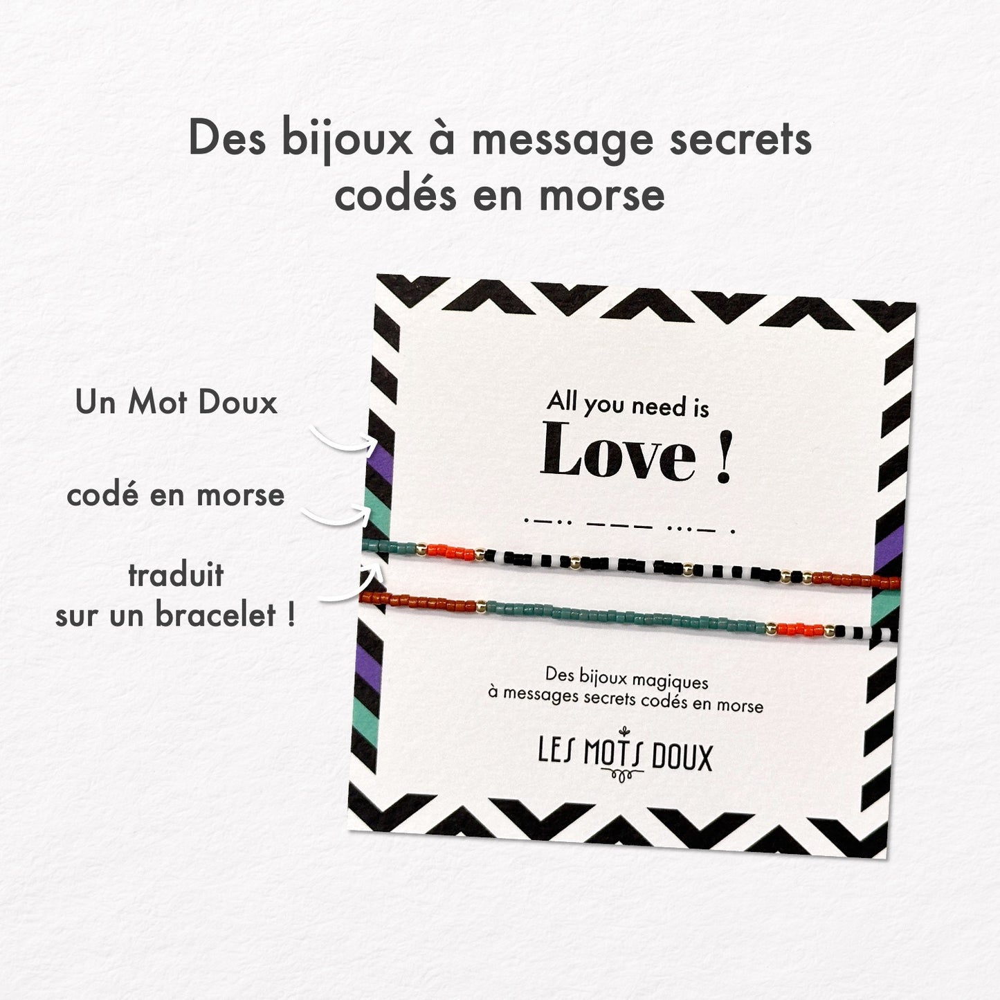 Bracelet code morse winter mix "All you. need is Love"